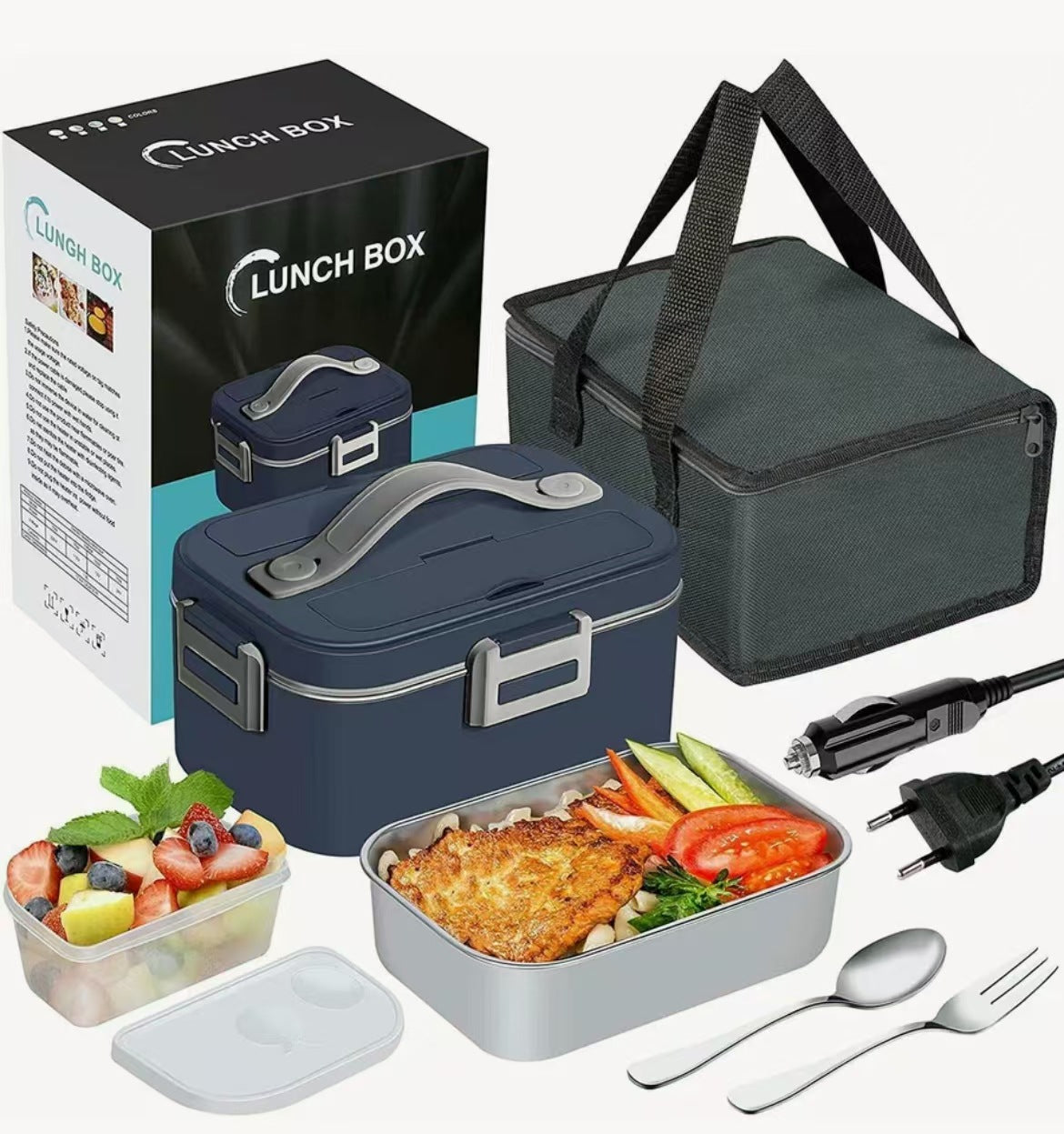 Caja eléctrica de almuerzo de doble uso para casa y coche.