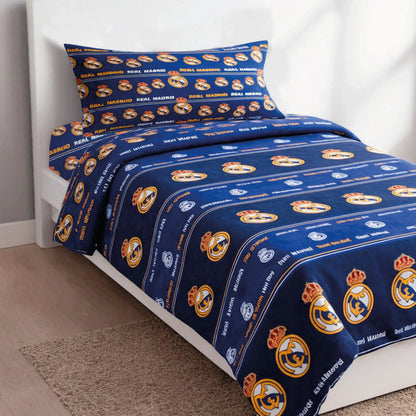 Juego de sábanas de coralina del Real Madrid C.F. (90/105 cm)